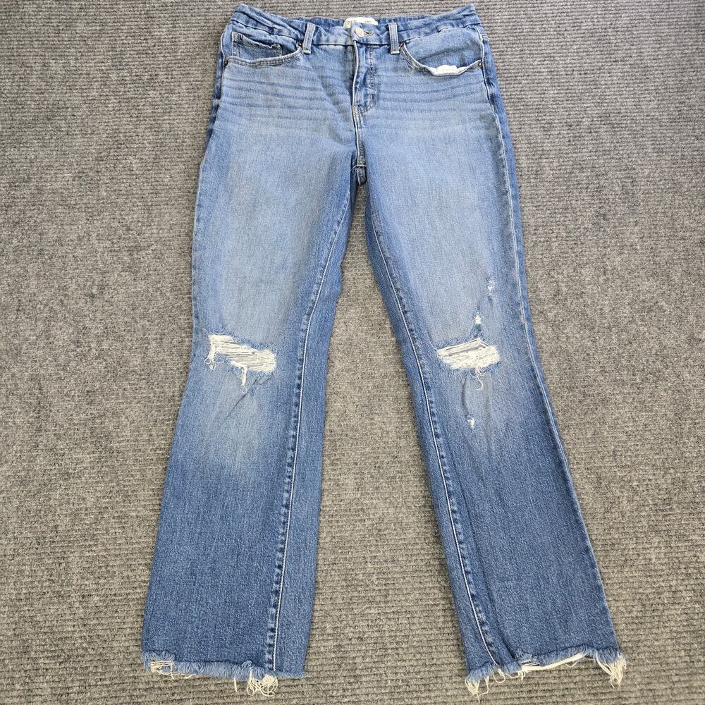 BKE Andi Jeans Womens 31x28 Blue Cropped Slim Straight Distressed Raw Hem